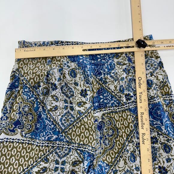 Lascana Pants Womens 8 Blue Green Printed Wide Leg Boho Coastal - Picture 8 of 11